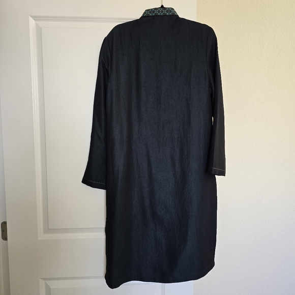 Men's Turquoise/Dark Blue Junaid Jamshed Kurta with Embroidered Collar- Small - Picture 8 of 13